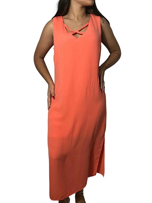 Vestido Longo Salmão Munnah Tam M
