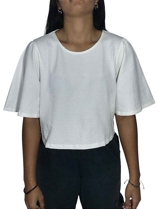 Blusa Cropped Canelada Off White Rovitex – Estilo e Conforto Atemporal