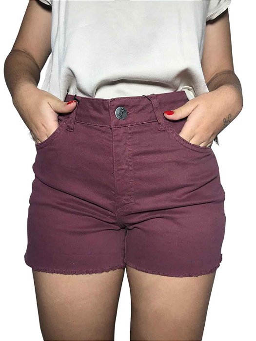 Shorts Feminino de Sarja Vinho 40