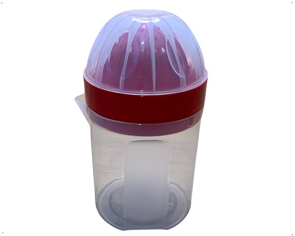 Espremedor Fruta Natural Suco Laranja Limão 510ml Portátil Fit Manual com Jarra Medidora Vermelho