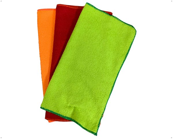 Kit 3 Pçs Toalhas Pano Microfibra Multiuso 29x30cm Limpeza em Geral Macio e Alta Absorção