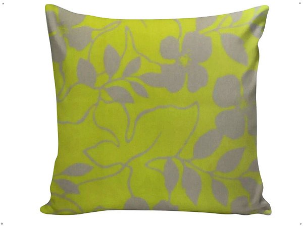 Capa Almofada Decorativa Floral Amarelo Tecido Jacquard 45x45 Com Zíper Invisivel