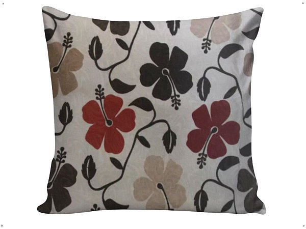 Capa Almofada Decorativa Floral Creme Tecido Jacquard 45x45 Com Zíper Invisivel