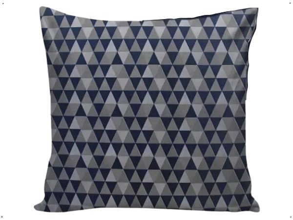Capa Almofada Decorativa Triângulos Azul 100% Algodão Tricoline 45x45 Com Zíper Invisível