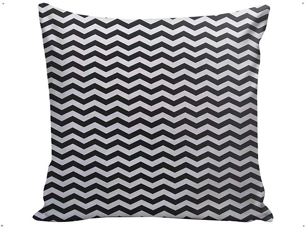 Capa Almofada Decorativa Zig Zag Preto e Branco 100% Algodão Tricoline 45x45 Com Zíper Invisível