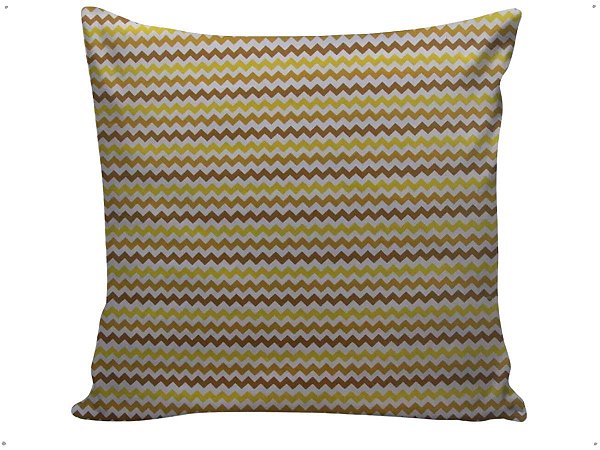 Capa Almofada Decorativa Zig Zag Amarelo 100% Algodão Tricoline 45x45 Com Zíper Invisível