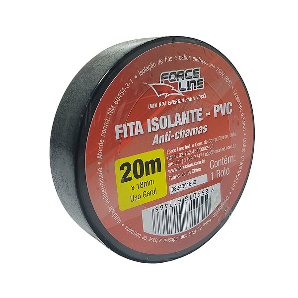 Fita Adesiva Isolante Preta 20 Metros 18mm de Largura Borrachas Londrina