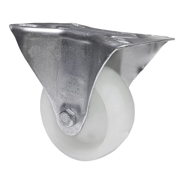 Rodízio Fixo Leve Aço Zincado Nylon FLR 312 N 150KG - 1 Unidade Borrachas Londrina