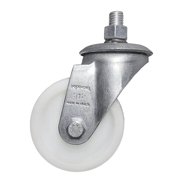 Rodízio Giratório Leve Aço Zincado Nylon GRR 312 N 150KG - 1 Unidades Borrachas Londrina