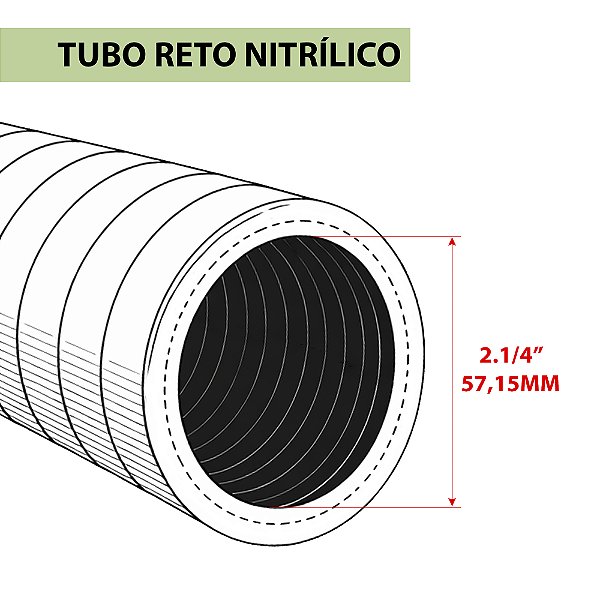 Tubo Reto Industrial Nitrílico EPDM 2.1/4" x 1000 mm – 1 Unidade Borrachas Londrina