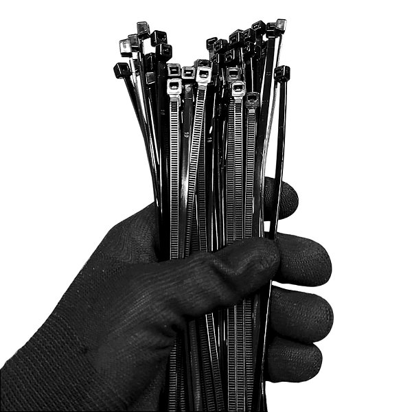 Abraçadeira Nylon Preta 200 x 3,6mm Alta Resistência - 100 unidades