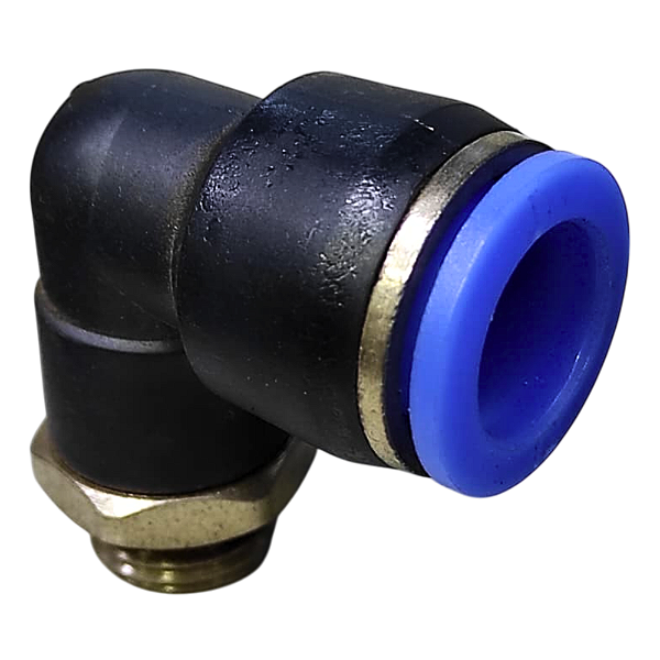 União Pneumático Cotovelo 90° 12mm x 1/4" Macho e Fêmea