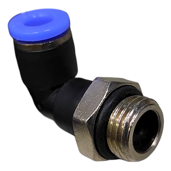 União Pneumático Cotovelo 90° 6mm x 1/4" Macho e Fêmea