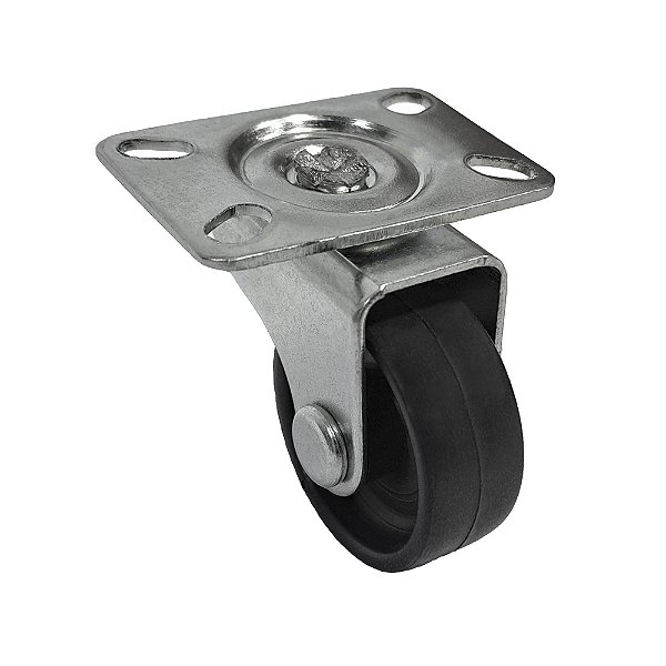Rodizio Fixo Para Móveis Pequenos Com Base 30X45 Preto 25KG - 1 Unidade Borrachas Londrina