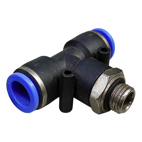 União Tee 12mm x 1/4" Macho Central para Conexão Pneumática
