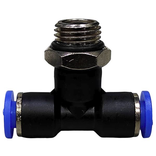 União Tee 6mm x 1/4" Macho Central para Conexão Pneumática