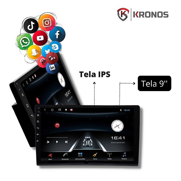 CENTRAL MULTIMÍDIA UNIVERSAL BASIC 9" 2DIN 1+16G CARPLAY ANDROID AUTO  - KRONOS