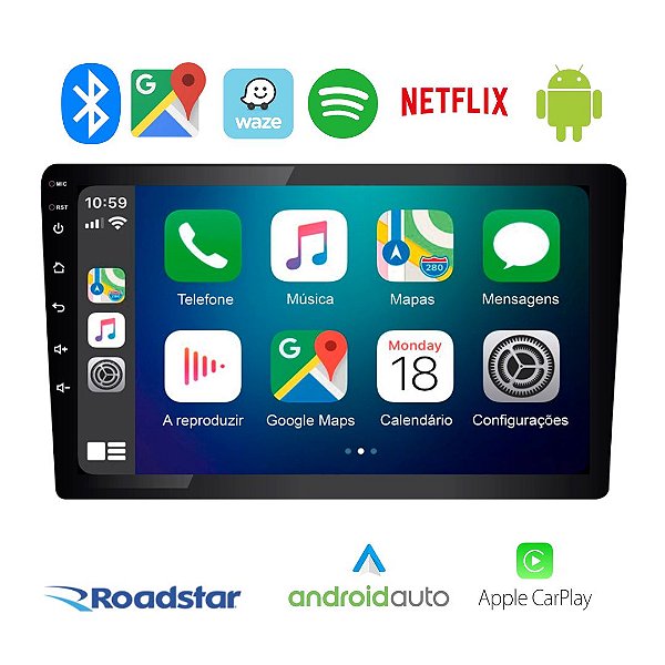 CENTRAL MULTIMIDIA MP5 9" APPLE CARPLAY ANDROID AUTO (C/ FIO) - ROADSTAR