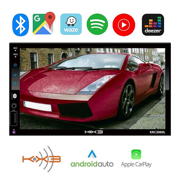 CENTRAL MULTIMIDIA MP5 7" 2DIN APPLE CARPLAY ANDROID AUTO (COM FIO)  - KX3