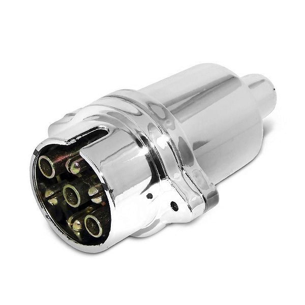 TOMADA ENGATE MACHO 7 POLOS CROMADA  PLUG (CARRETINHA)