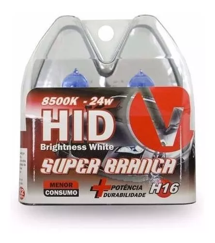 KIT LAMPADA SUPER LED H16 ORIGINAL LUZ BRANCA PURA CARRO CAMINHÃO EFEITO XÊNON 12V VELOX