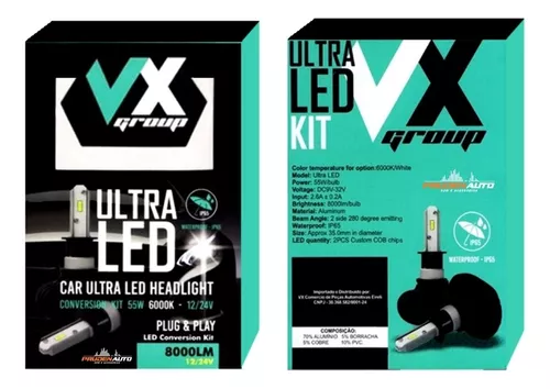 KIT LÂMPADA ULTRA LED TURBO H3 LUZ BRANCA PURA CARRO INFINITY