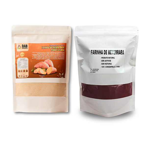 Kit 2 Un Suplemento Farinha Batata Doce Polpa Laranja e Beterraba Pó 950g