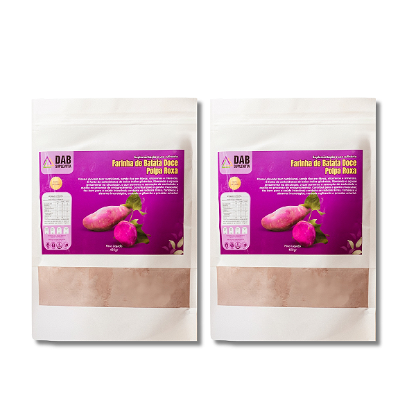 Kit 2 Un Suplemento Farinha Batata Doce Polpa Roxa Pó 900g