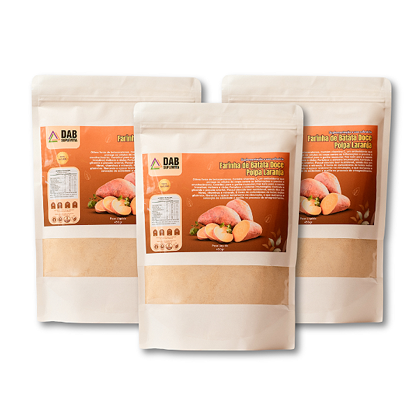 Kit 3 Un Suplemento Farinha Batata Doce Polpa Laranja Pó 1.350kg