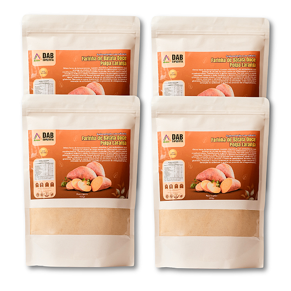 Kit 4 Un Suplemento Farinha Batata Doce Polpa Laranja Pó 1.8kg