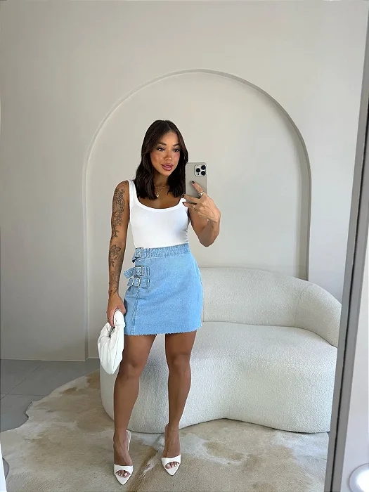 Saia Jeans Fivela