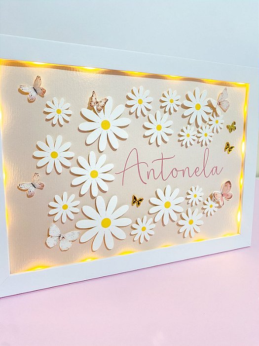 Quadro Iluminado Personalizado -  Margaridas