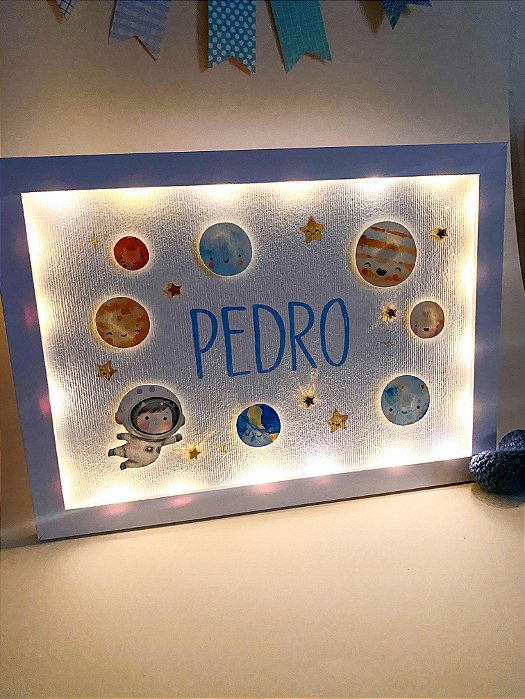 Quadro Iluminado Personalizado - Planetinhas