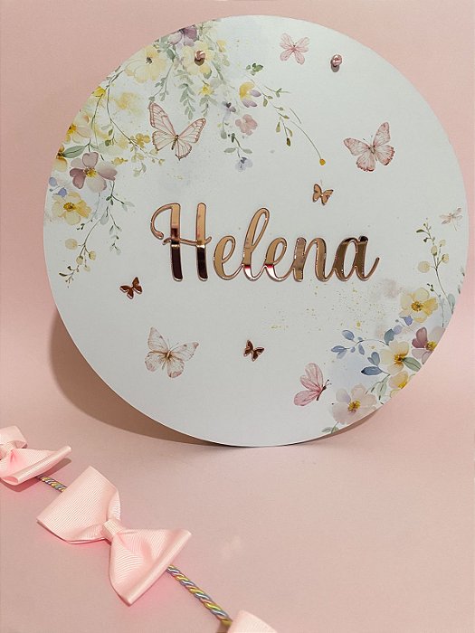 Placa de Porta Maternidade - Floral Aquarela
