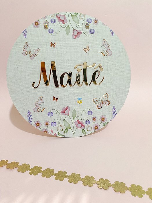 Placa de Porta Maternidade - Floral Linho Rosa