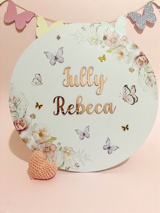 Placa de Porta Maternidade - Floral Nude