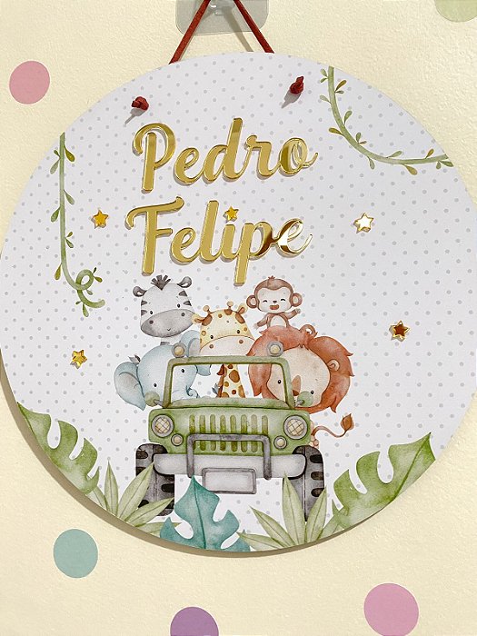Placa de Porta Maternidade - Safari Aquarela