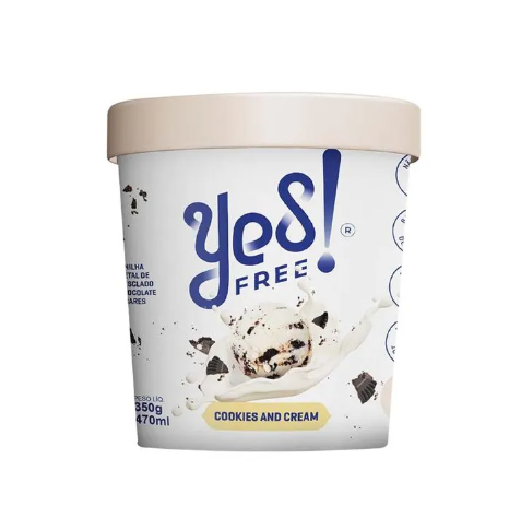 Sorvete de Cookies & Cream Zero Açúcar 470ml - Yesfree