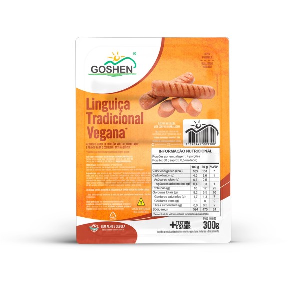 Linguiça de Soja Tipo Tradicional 300g - Goshen
