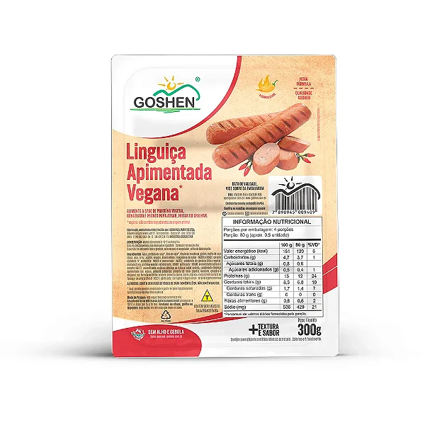 Linguiça de Soja Apimentada 300g - Goshen