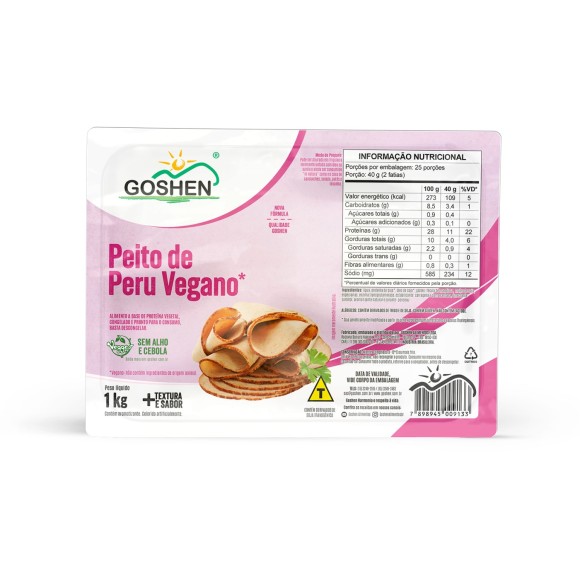 Peito de Peru de Soja Fatiado 1Kg - Goshen