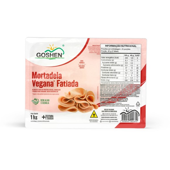 Mortadela de Soja Fatiada 1Kg - Goshen