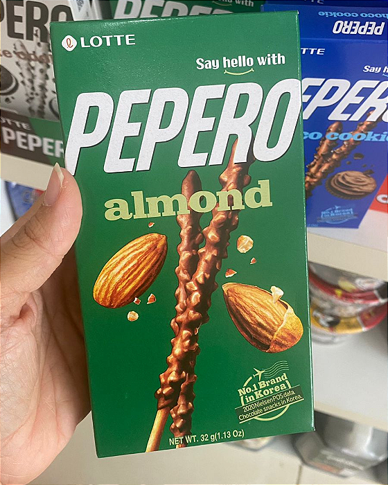 PEPERO BISCOITO PALITO DE CHOCOLATE LOTTE - AMÊNDOAS - PACOTE 37G