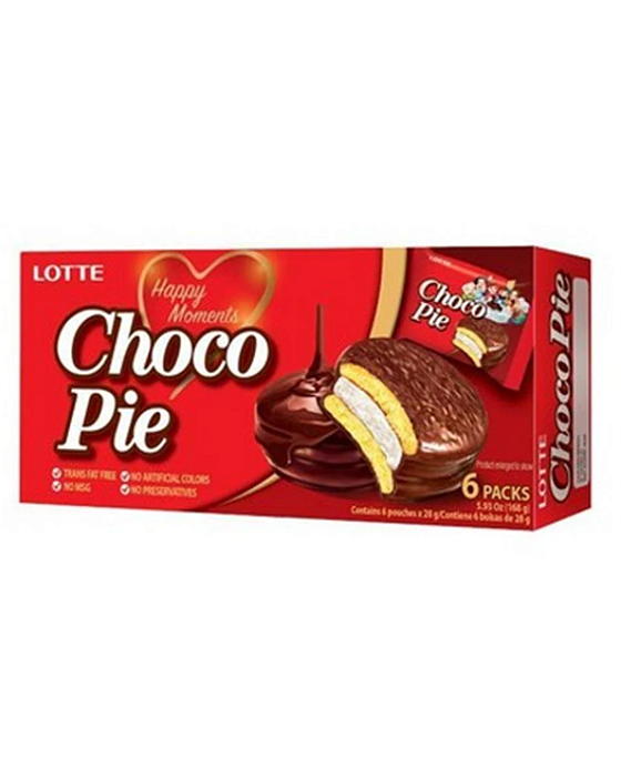 BOLINHO CHOCO PIE LOTTE - CHOCOLATE - 168G 6 UNIDADES