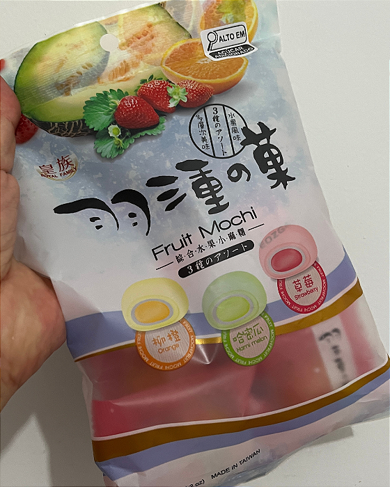 MOTI ROYAL FAMILY RECHEADO FRUTAS SORTIDAS (LARANJA, MELÃO, MORANGO) - PACOTE 120G