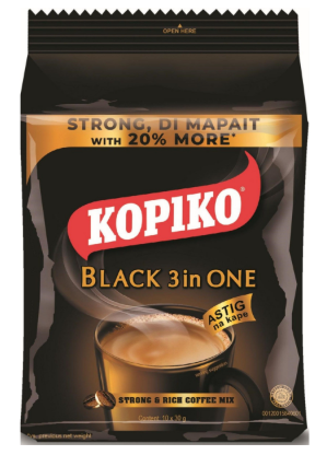 CAFÉ INSTANTANEO KOPIKO BLACK 3 EM 1 300G (10 SACHÊS - 30G)