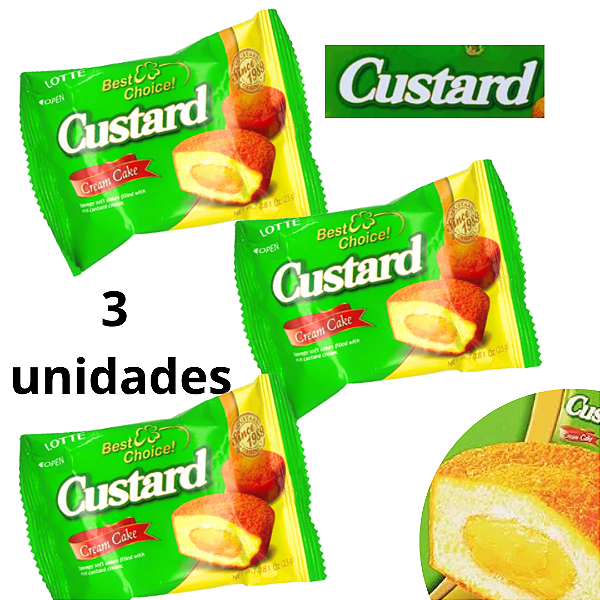 BOLINHO CUSTARD LOTTE  3 UNIDADES