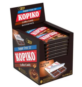 BALA KOPIKO CARTELA CAFÉ SUGAR FREE DISPLAY C/ 24 CARTELAS