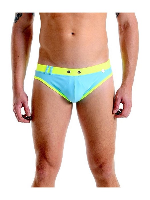 Sunga Brief Cut | com bojo - Azul Neon