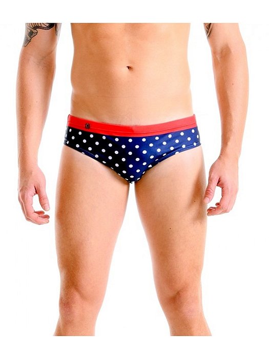Sunga Brief Cut - Poá Marinho